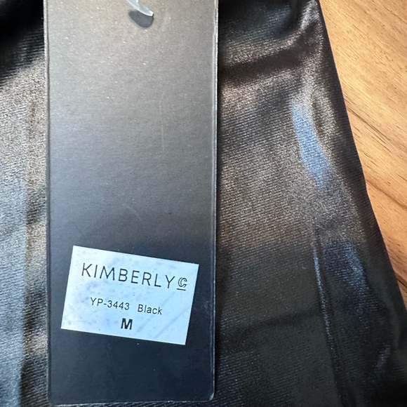 Kimberly C Black Faux Leather Leggings High Rise M NWT - Picture 6 of 9